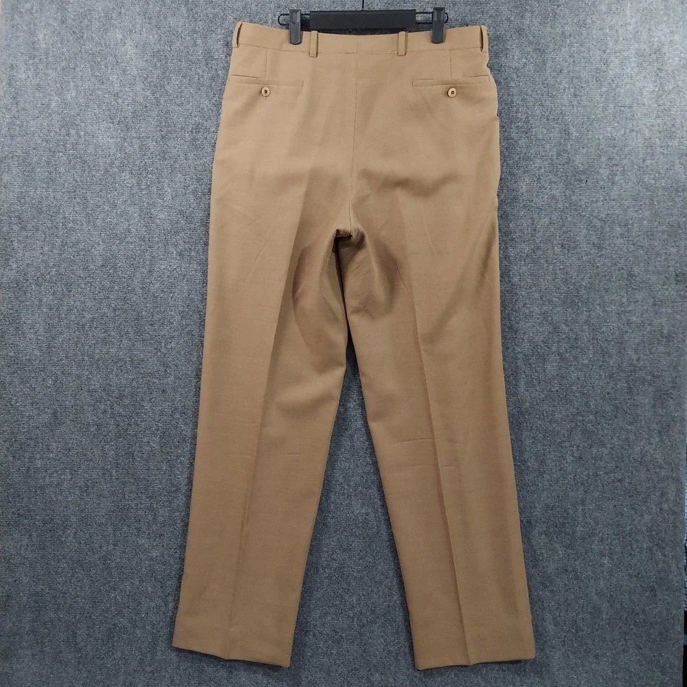 Zanella Dress Pants Mens 34x32 Beige Microfiber Pleated Lined Classic Italy